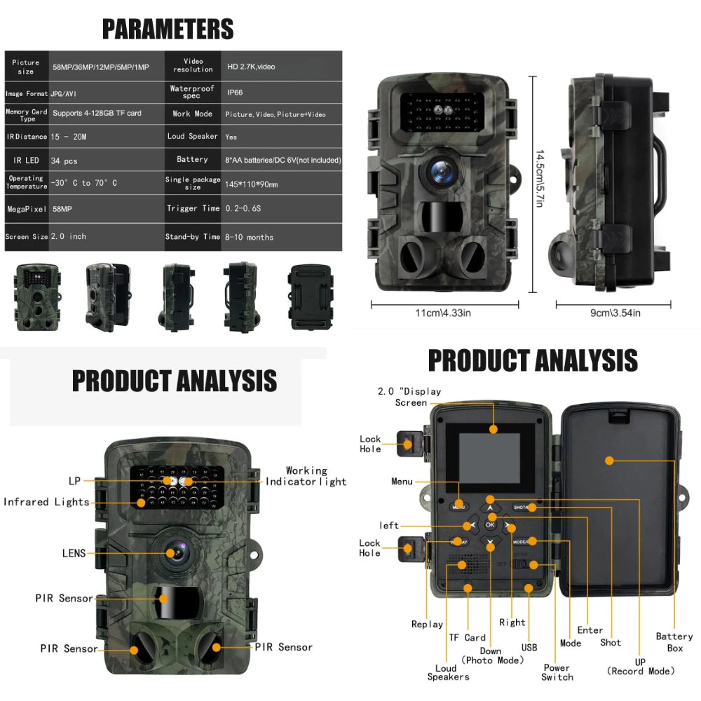 Hunting Trail Camera 58MP PR700 – HD Νυχτερινής Όρασης & Motion Sensor