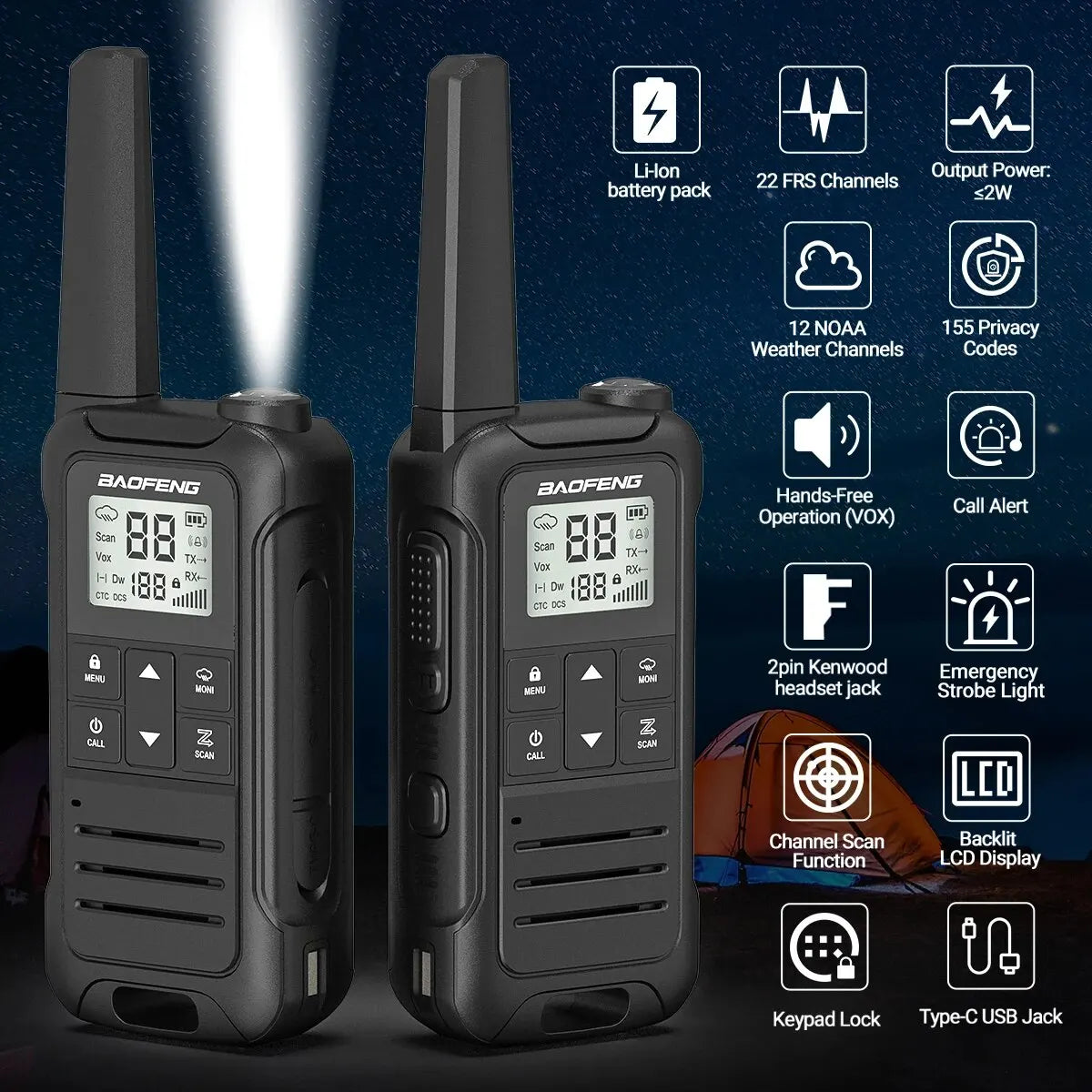 Σετ 2 Walkie Talkie Baofeng – Αδιάβροχα & Μεγάλης Εμβέλειας